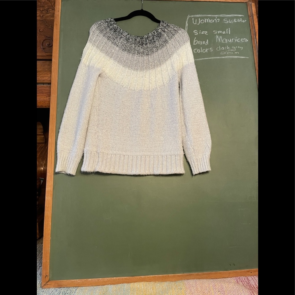 Maurices sweater for women, size small, gray and cream